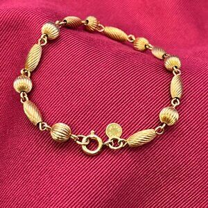 VTG Ronci 12K Gold-Filled Round & Barrel Swirl Bead Bracelet